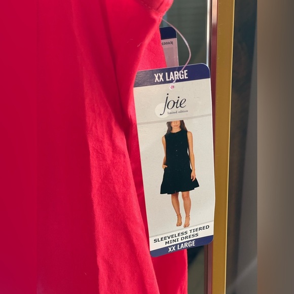 NWT Joie Women's Sleeveless A-Line Silhouette Tiered Mini Red 100%Cotton Dress - Picture 3 of 7